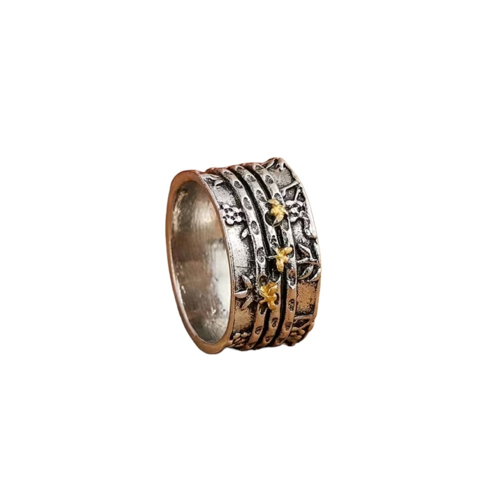 Boho Vintage Style Silver Bumblebee Wide Ring - Picture 3 of 8